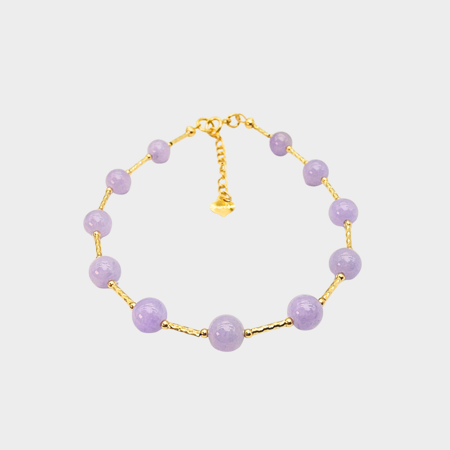 [Purple Dewdrops] Jadeite Jade Beads Bracelet in Yellow Gold