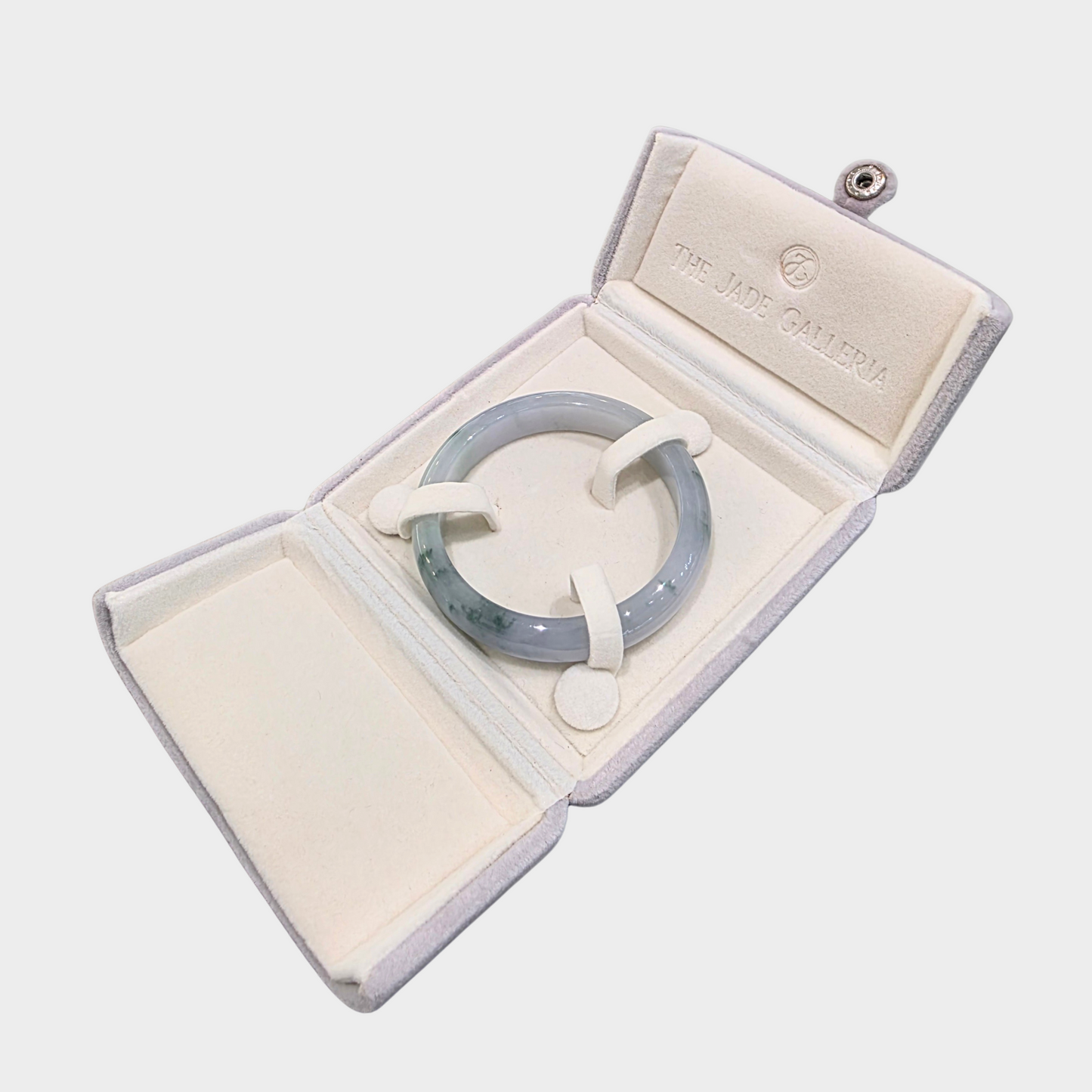 "Floating Flower" Jadeite Jade Bangle - 56mm Half Round