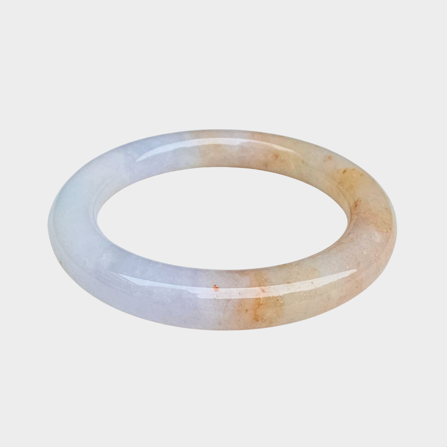 Orange and White Jadeite Jade Bangle - 58mm Round