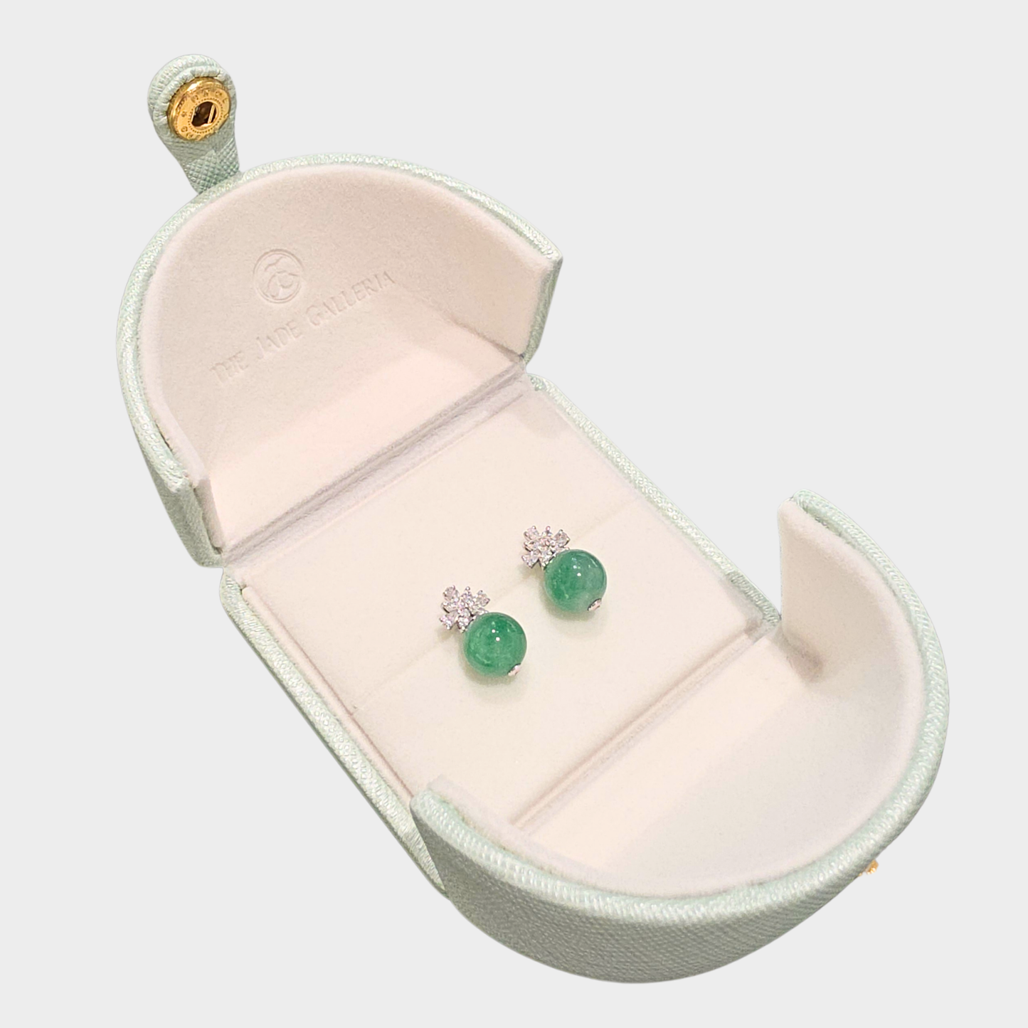 Jadeite Jade Beads Drop & Dangle Earrings in White Gold with Diamonds