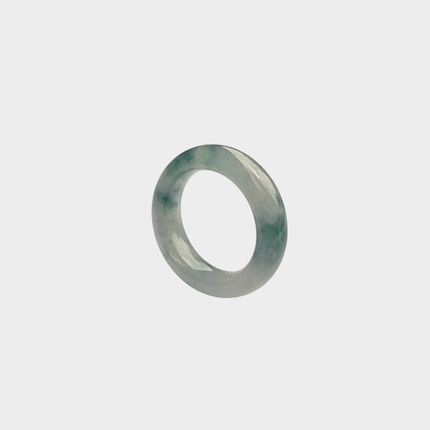 Icy "Floating Flower" Jadeite Jade Abacus Ring