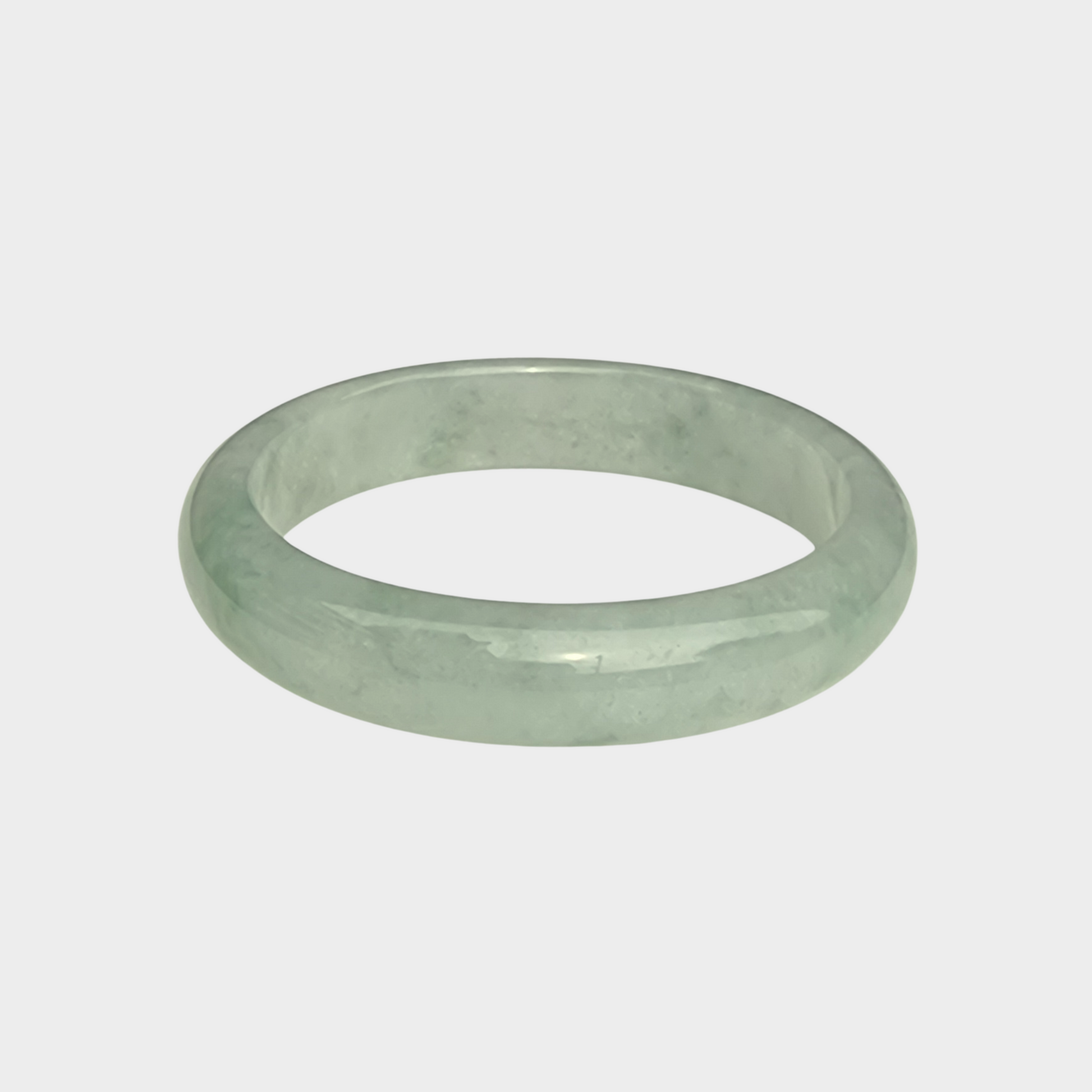 Green Moss in Snow Jadeite Jade Bangle 53mm Oval