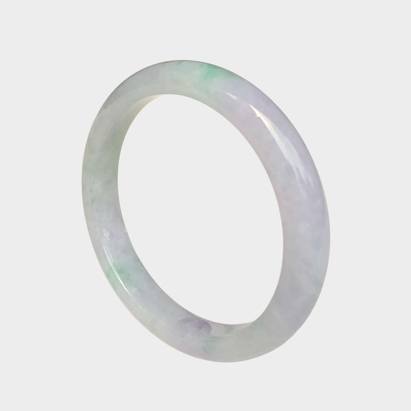 Lavender and Green Jadeite Jade Bangle - 57mm Flat