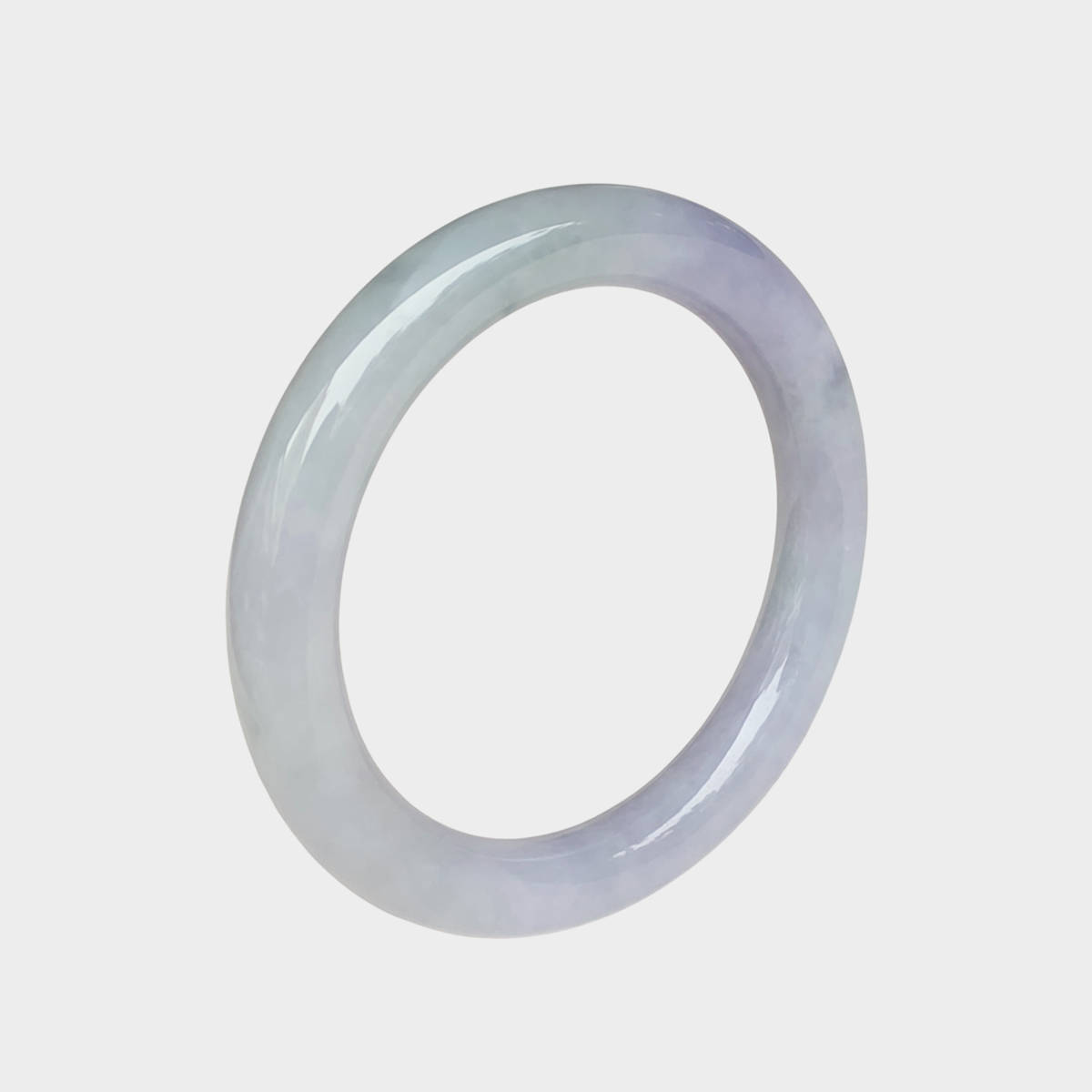 Lavender with Green Jadeite Jade Bangle - 55mm Round