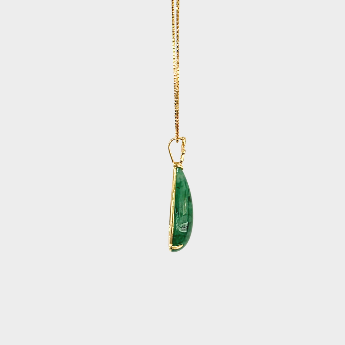 Forest Green "Teardrop" Jadeite Jade Pendant in White Gold with Diamonds