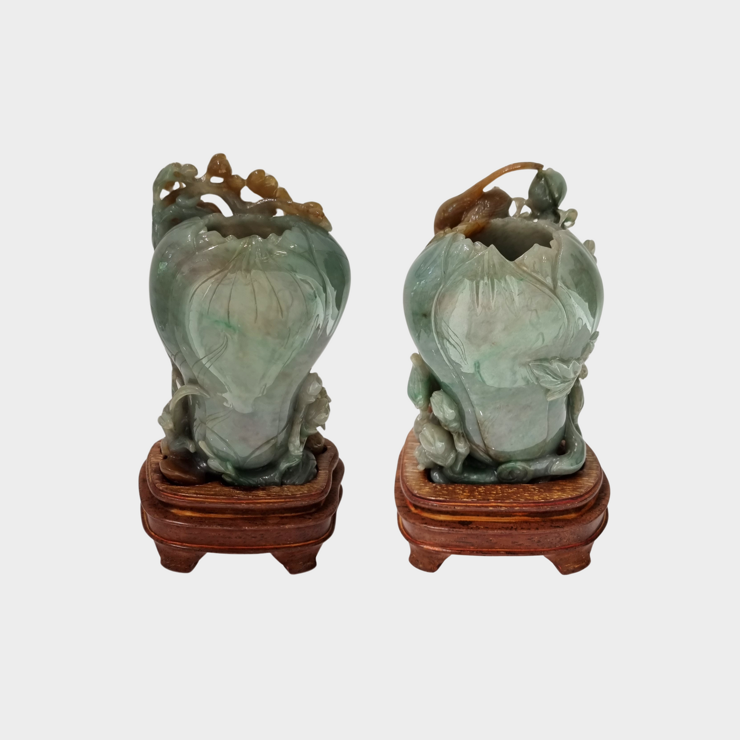 "Magpies and Plum Blossoms" Jadeite Jade Display - 1 Pair