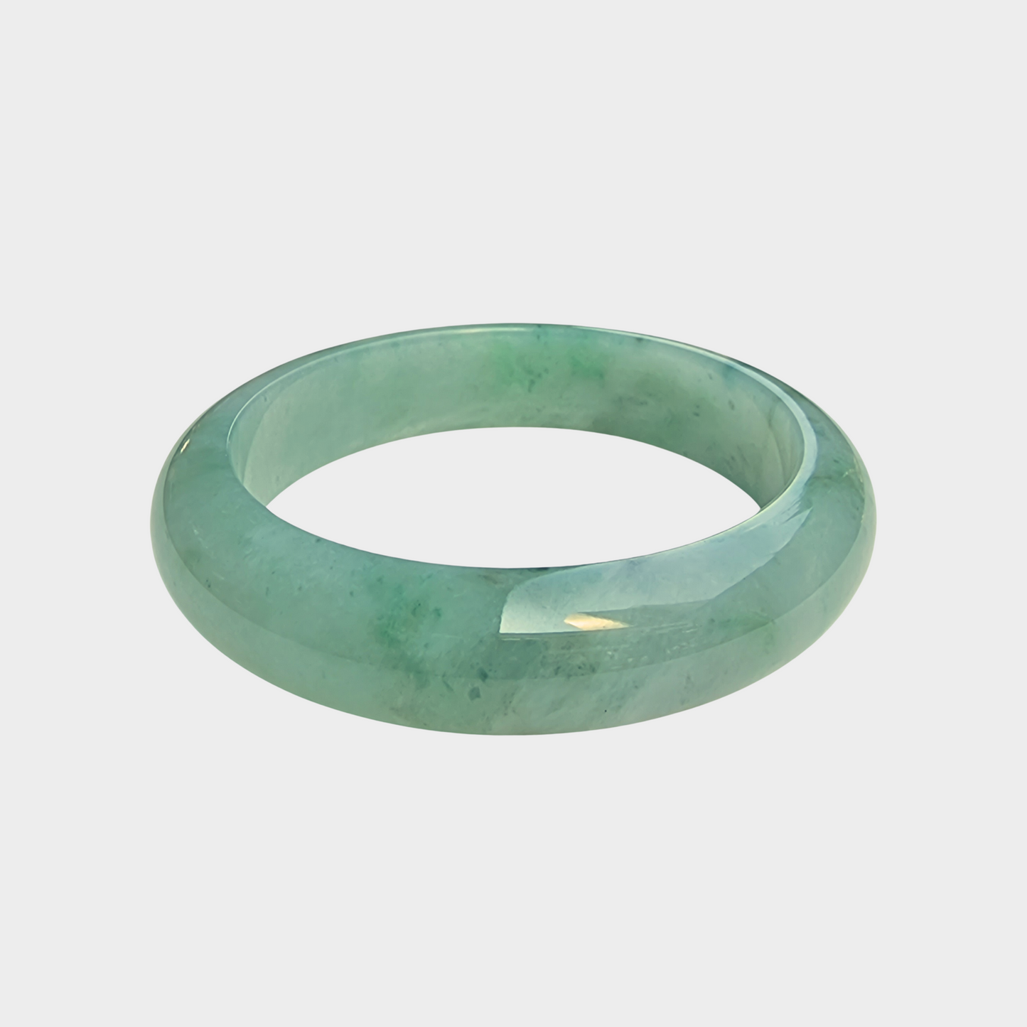 Green Jadeite Jade Bangle - 58mm Half Round