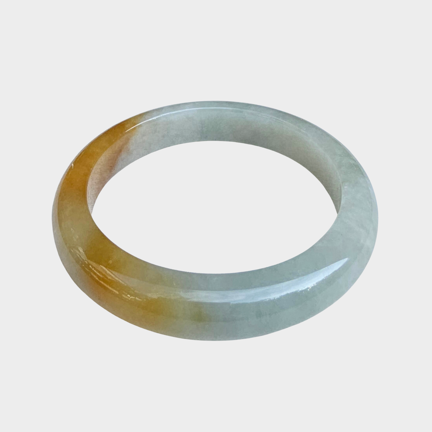 Golden Yellow Jadeite Jade Bangle - 57mm Flat