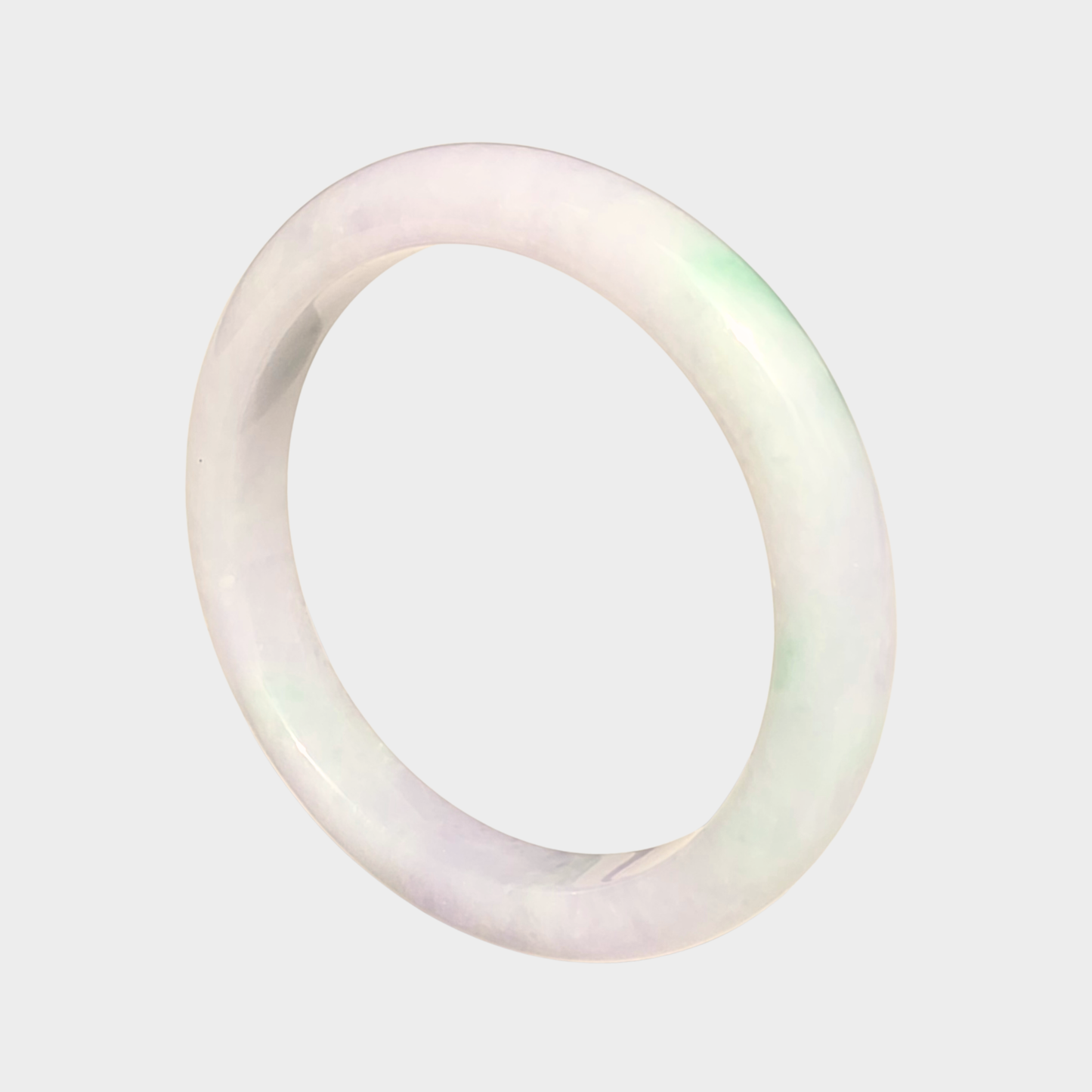 Lavender and Green Jadeite Jade Bangle - 63mm Half Round