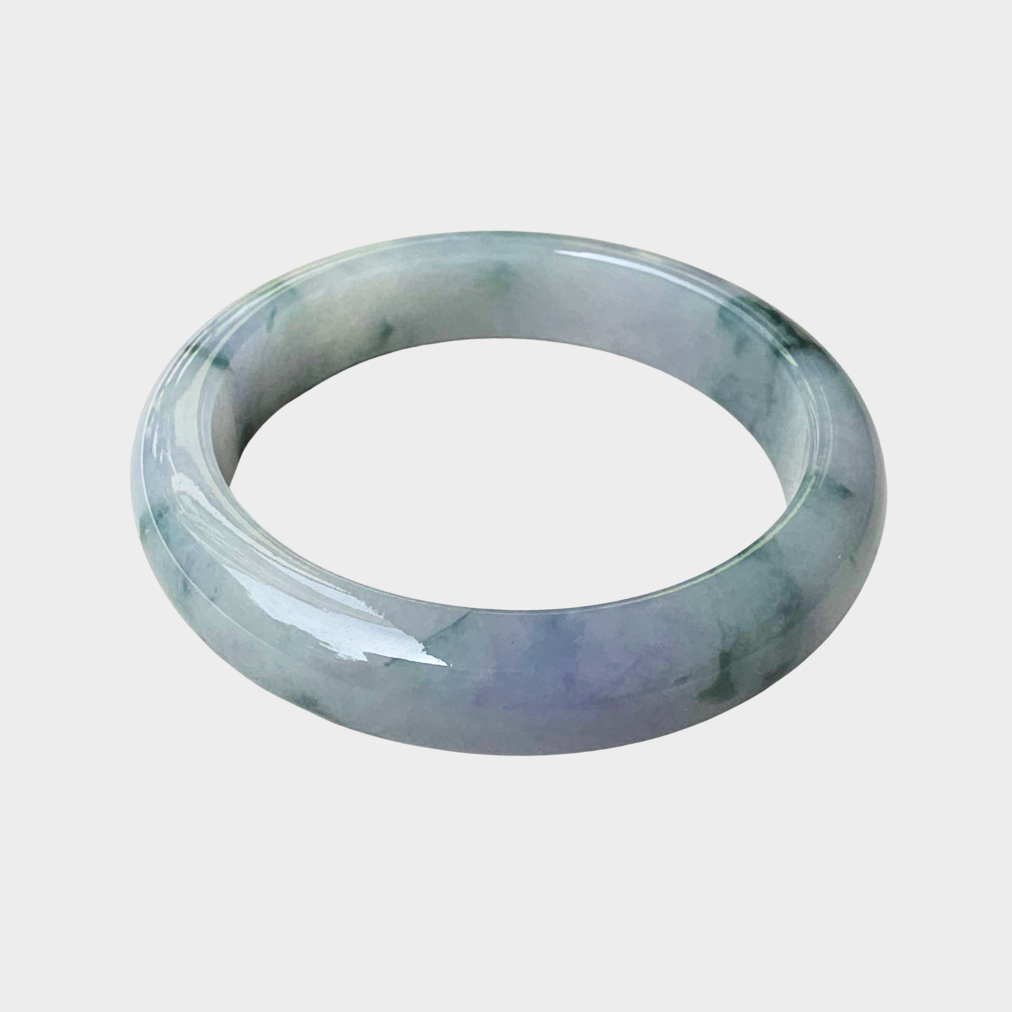 "Floating Flower" with Lavender Jadeite Jade Bangle - 57mm Half Round
