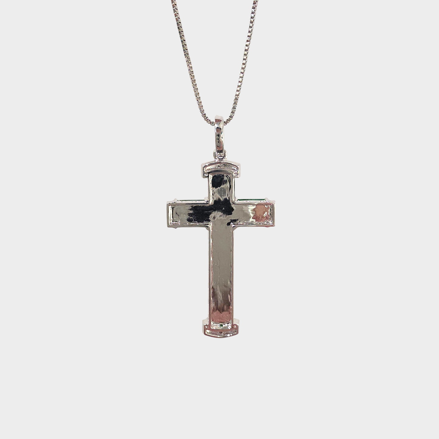 Jadeite Jade "Cross" Pendant in White Gold with Diamonds