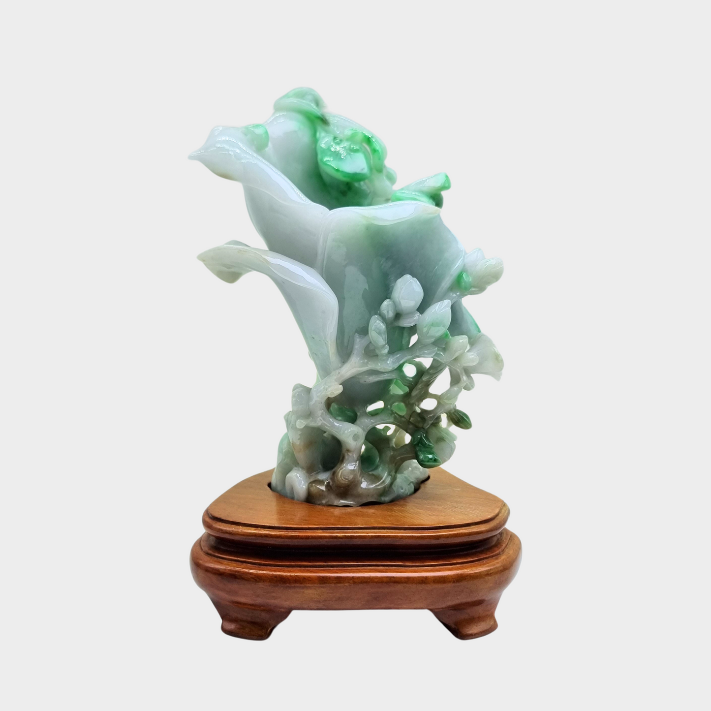 "The Majestic Crown Cranes" Jadeite Jade Display