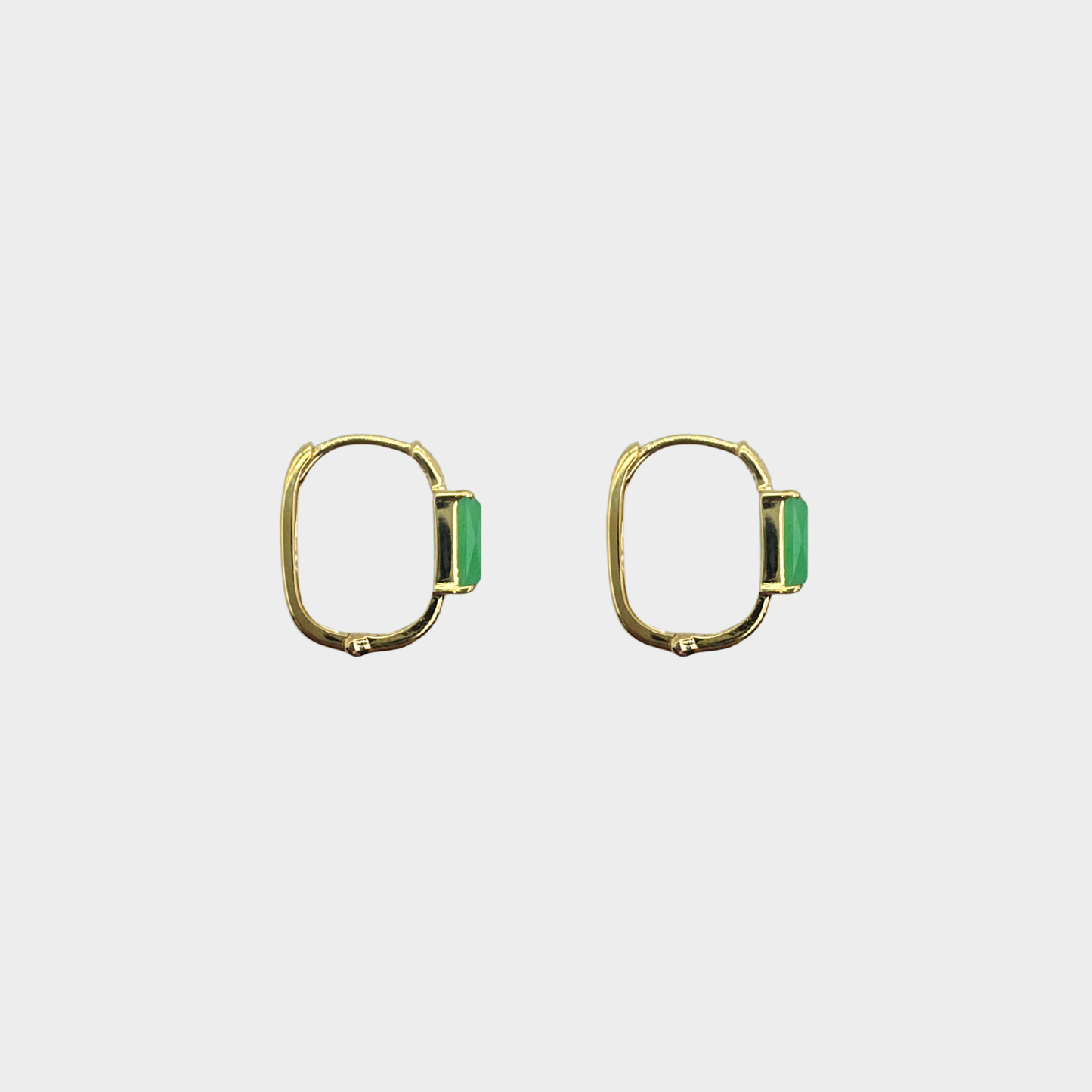 Jadeite Jade Hoop Earrings in Yellow Gold with Diamonds