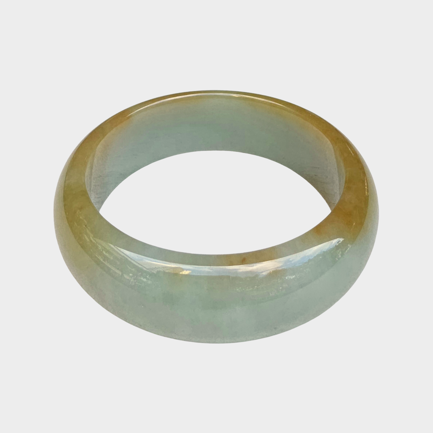 Yellow Jadeite Jade Bangle - 57mm Half Round