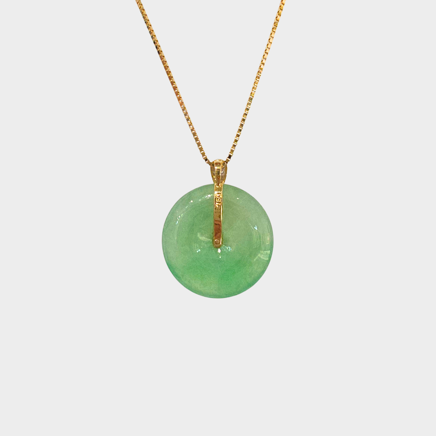 Apple Green Jadeite Jade "Lucky Coin" Pendant in Yellow Gold with Diamonds