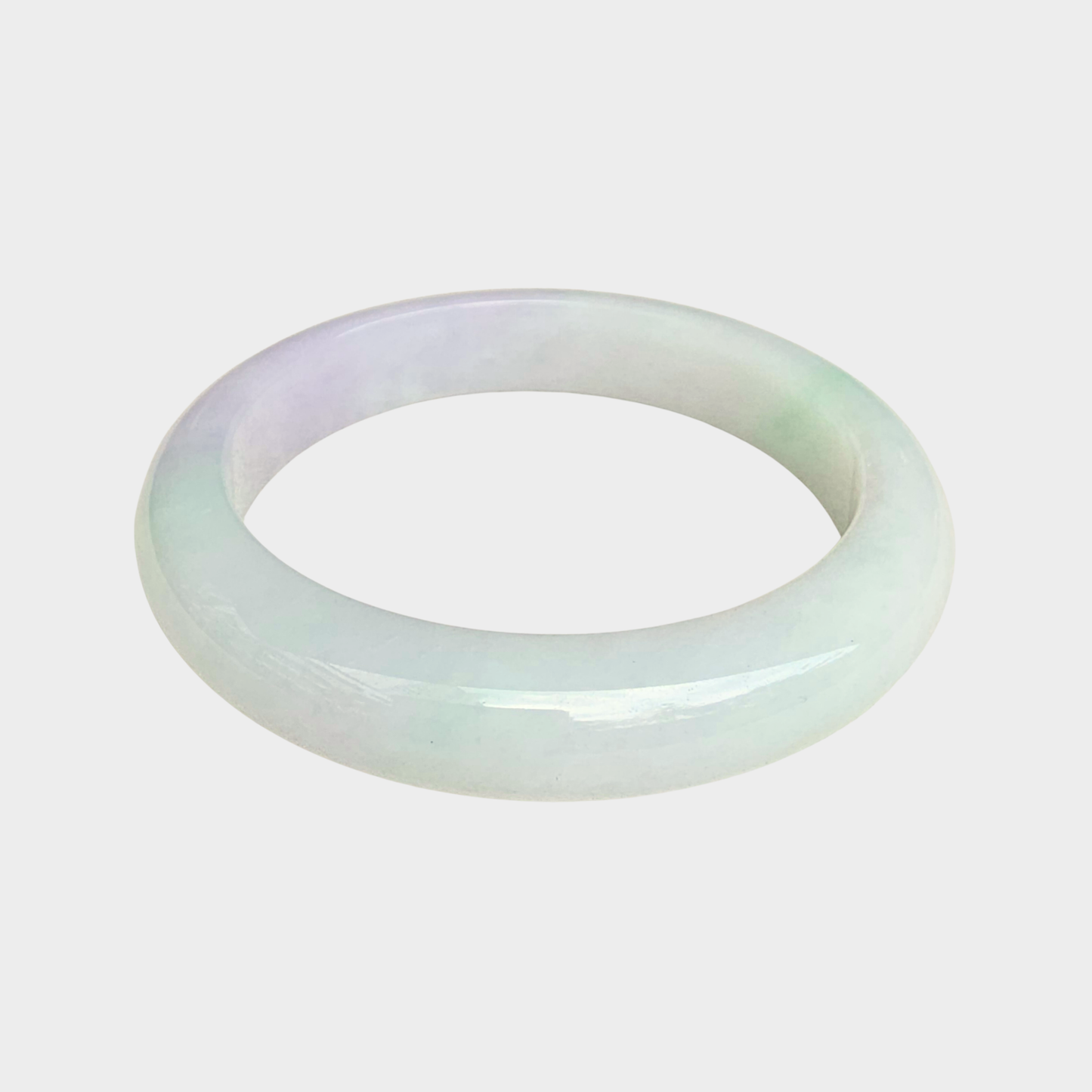 Light Lavender and Green Jadeite Jade Bangle - 58mm Half Round