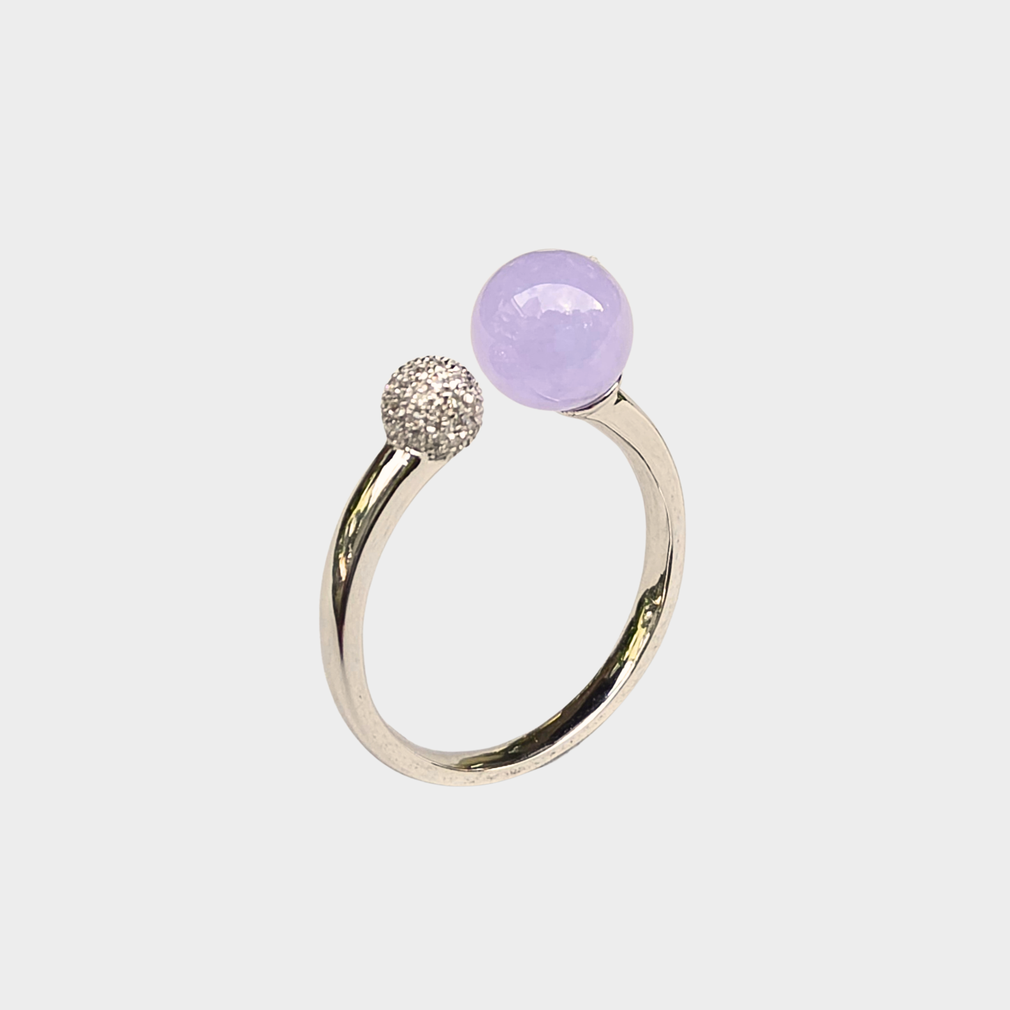 Icy Lavender Jadeite Jade Ring in White Gold with Diamonds