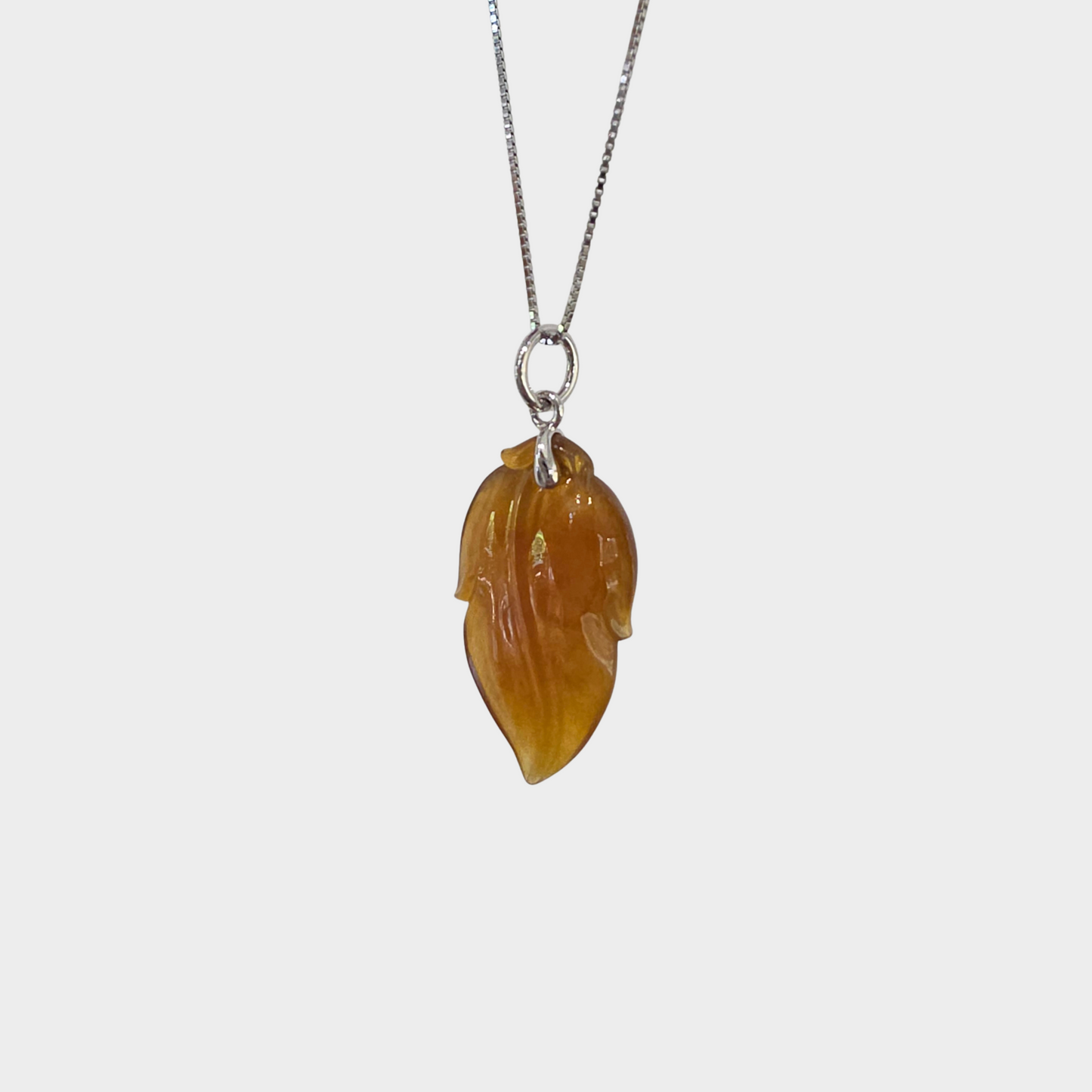 Jadeite Jade "Leaf" Pendant in White Gold