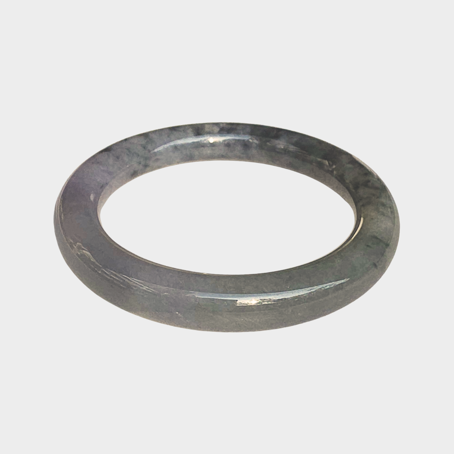 Black "Wuji" with Lavender Jadeite Jade Bangle - 56mm Round