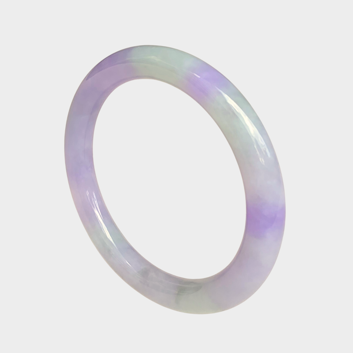 Lavender Jadeite Jade Bangle - 55mm Round