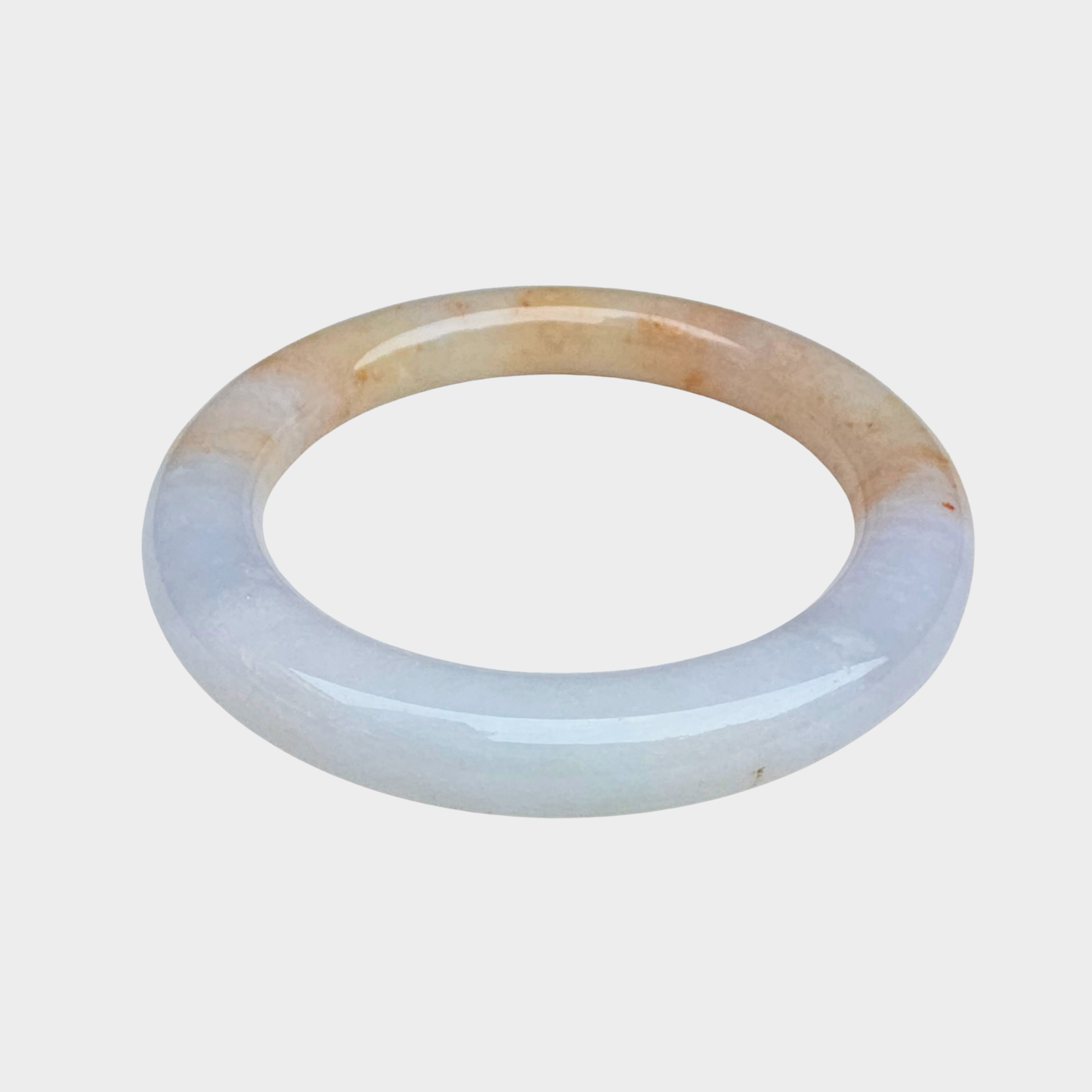 Orange and White Jadeite Jade Bangle - 58mm Round