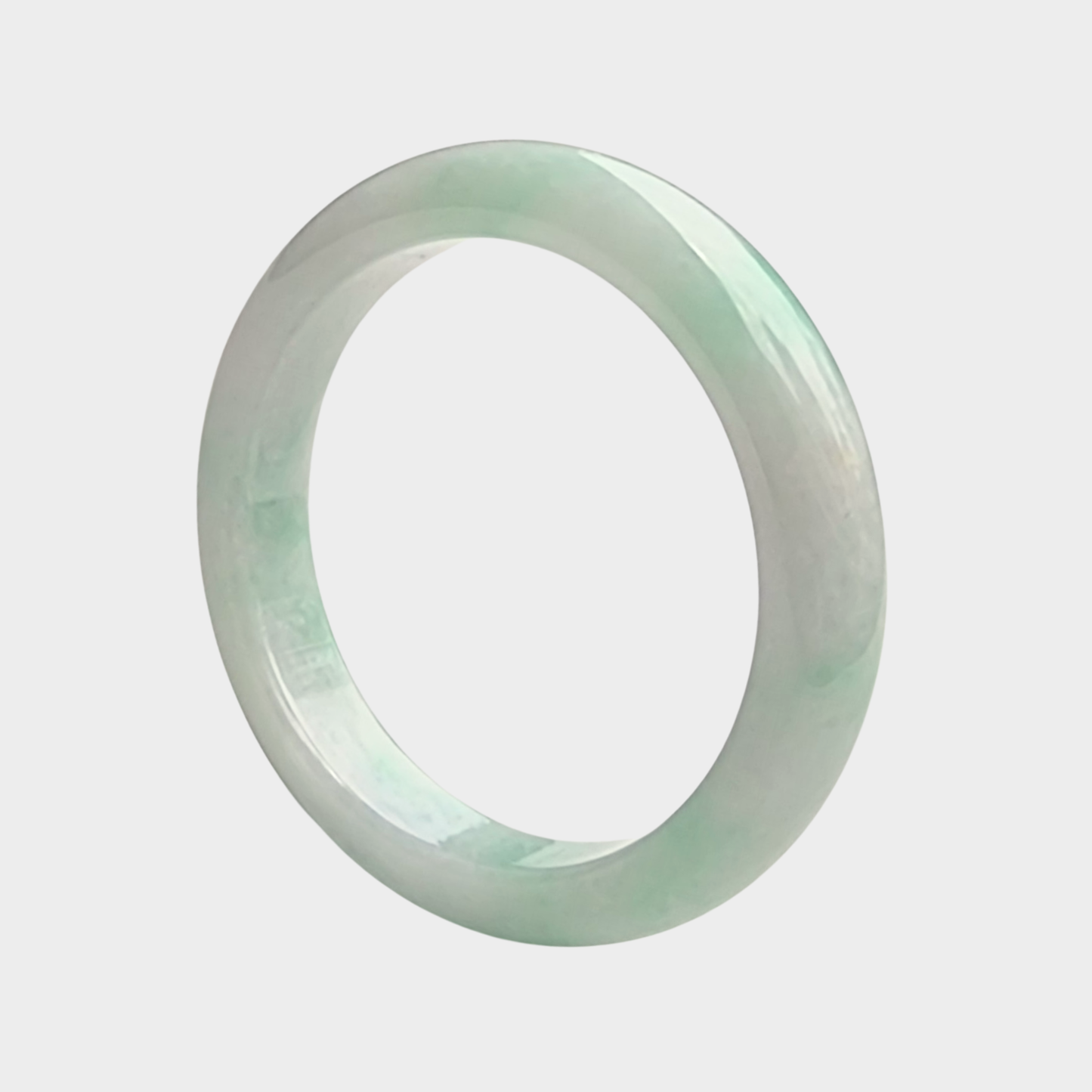 Green and White Jadeite Jade Bangle - 57mm Half Round