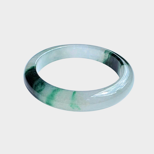 "Floating Flower" Jadeite Jade Bangle - 54mm Oval