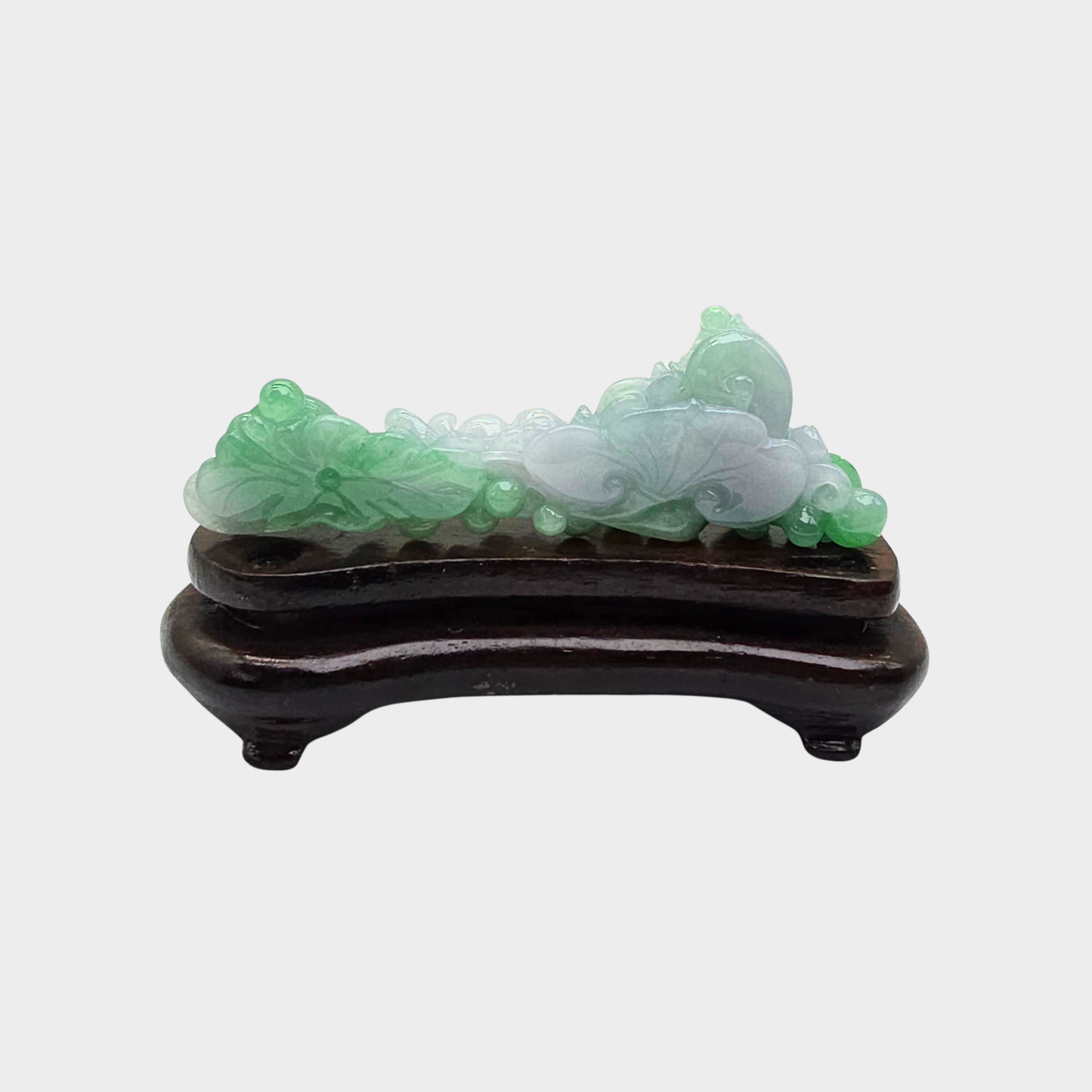 "Fishes & Lotus" Jadeite Jade Display