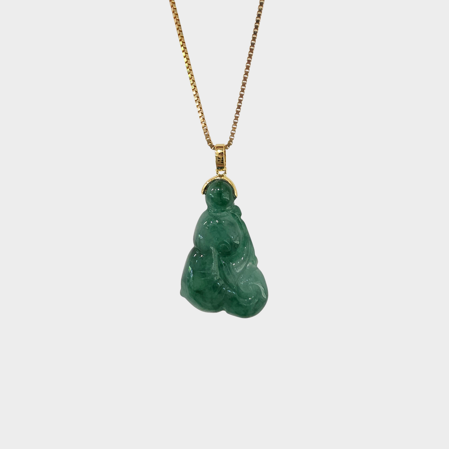 Jadeite Jade "Ruyi" Pendant in Yellow Gold