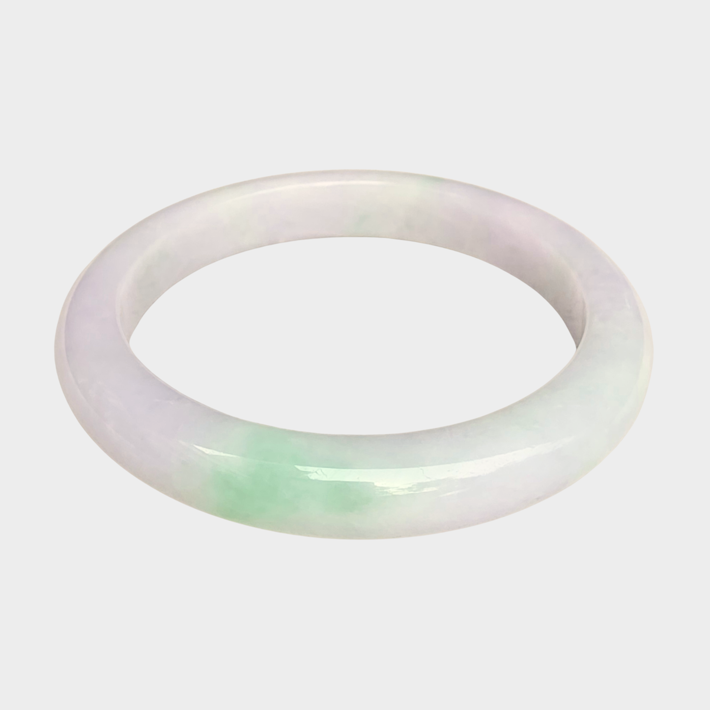 Lavender and Green Jadeite Jade Bangle - 63mm Half Round