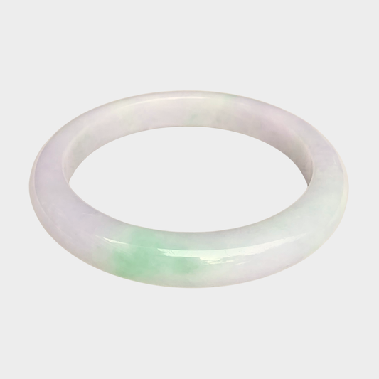 Lavender and Green Jadeite Jade Bangle - 63mm Half Round