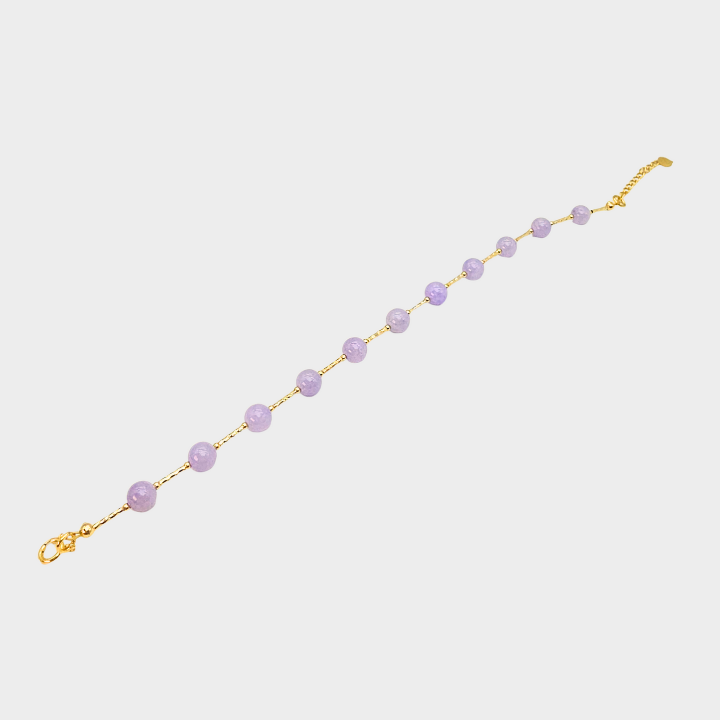 [Purple Dewdrops] Jadeite Jade Beads Bracelet in Yellow Gold