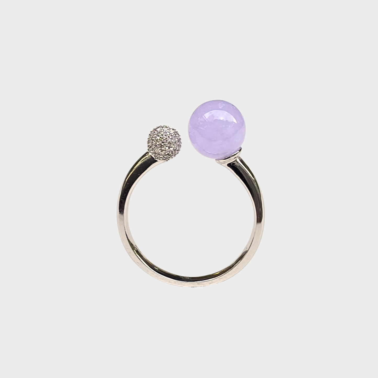 Icy Lavender Jadeite Jade Ring in White Gold with Diamonds