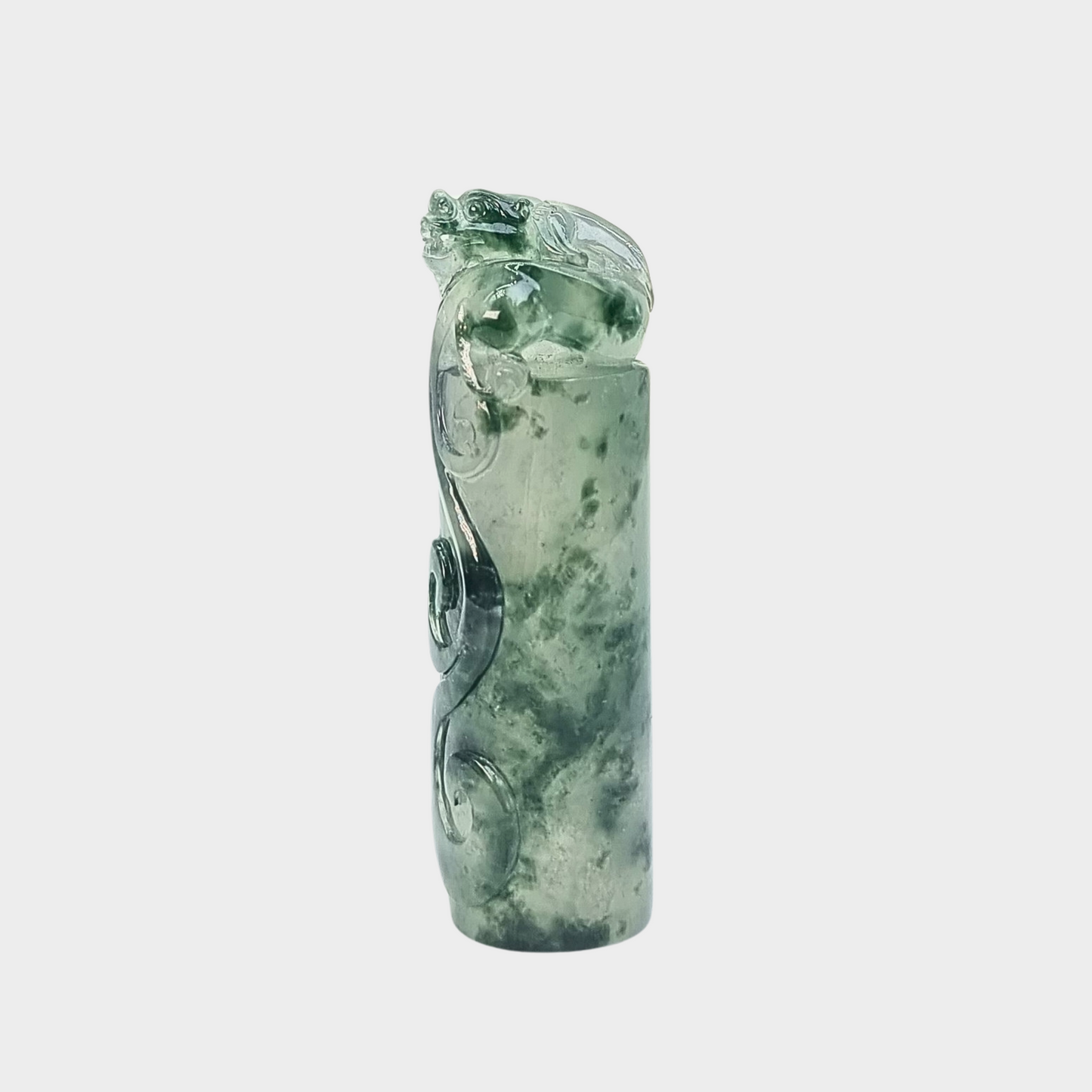 Icy "Dragon Seal" Jadeite Jade Ornament