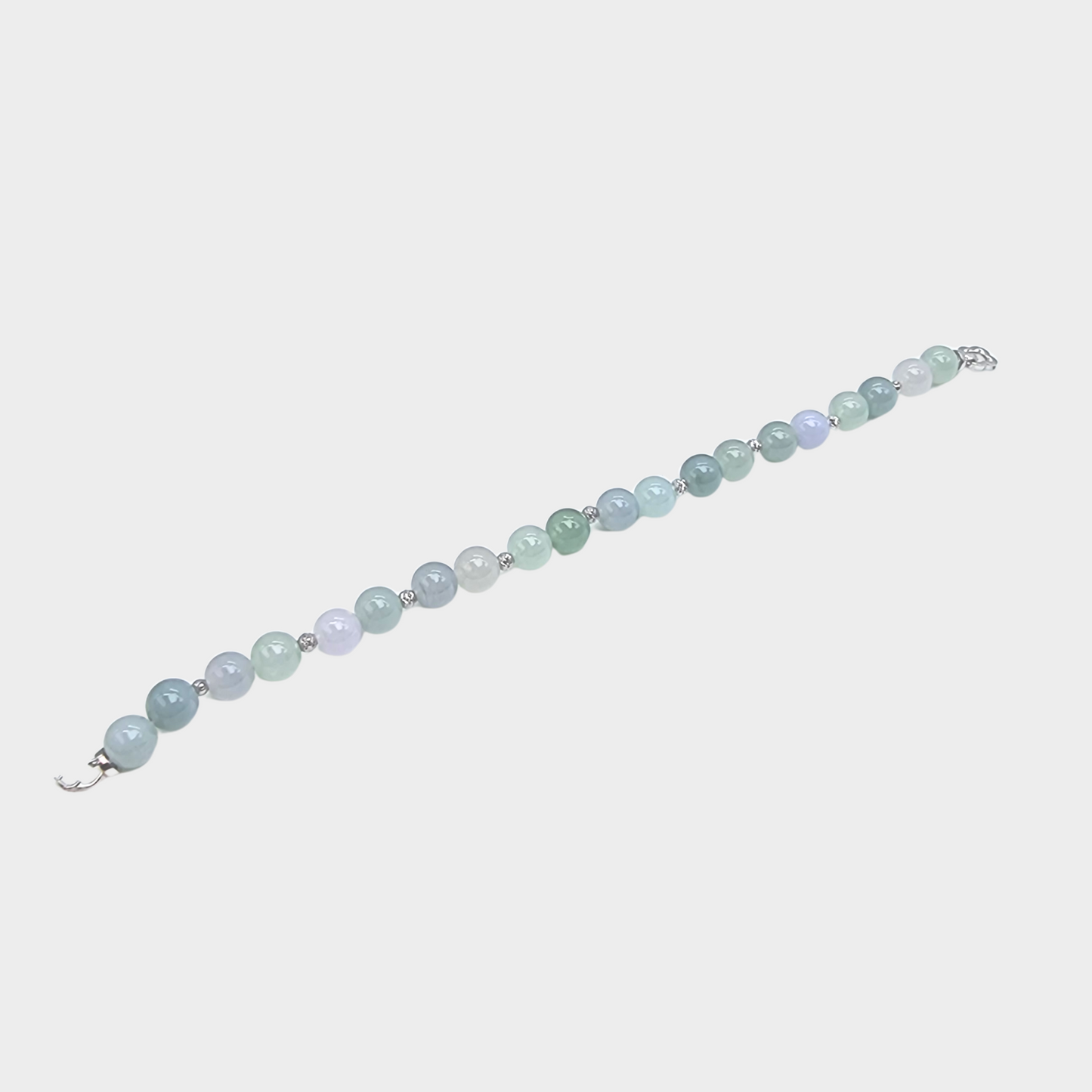 [Pastel Dewdrops] Jadeite Jade Beads Bracelet in White Gold