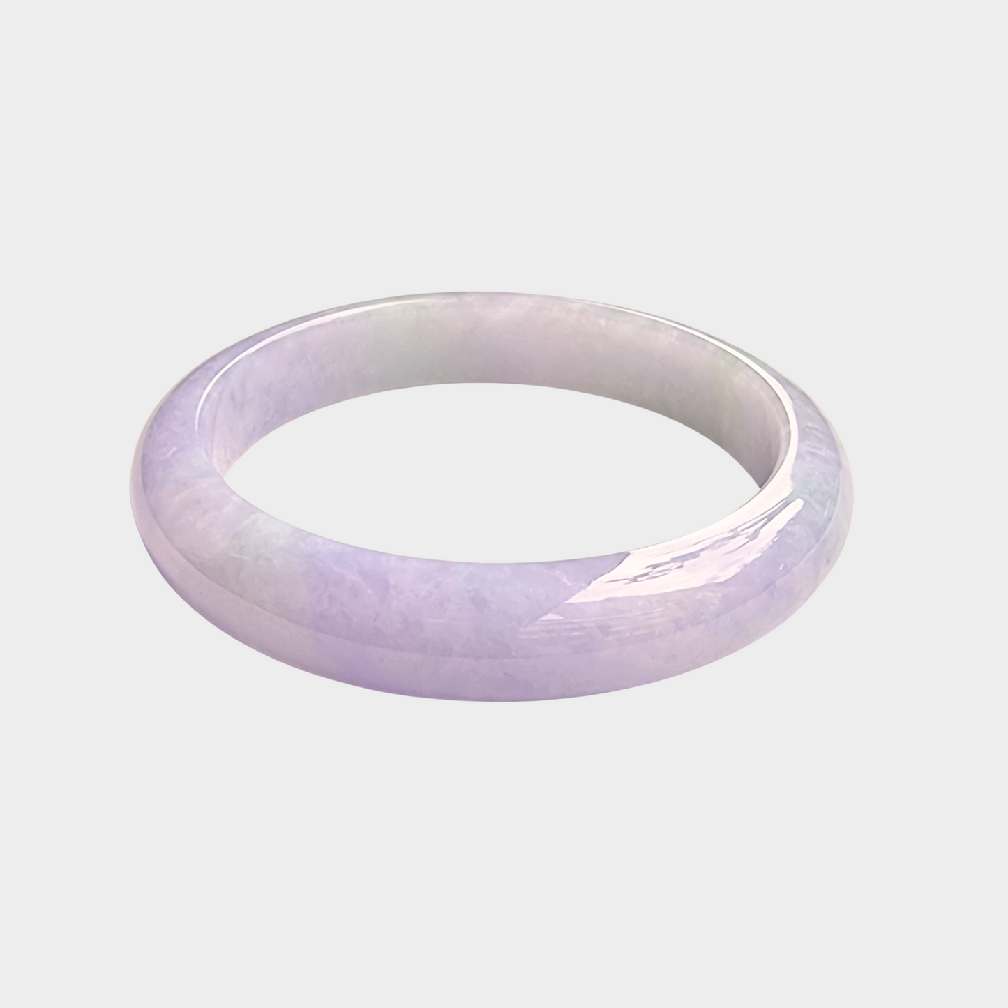 Lavender Jadeite Jade Bangle - 60mm Half Round
