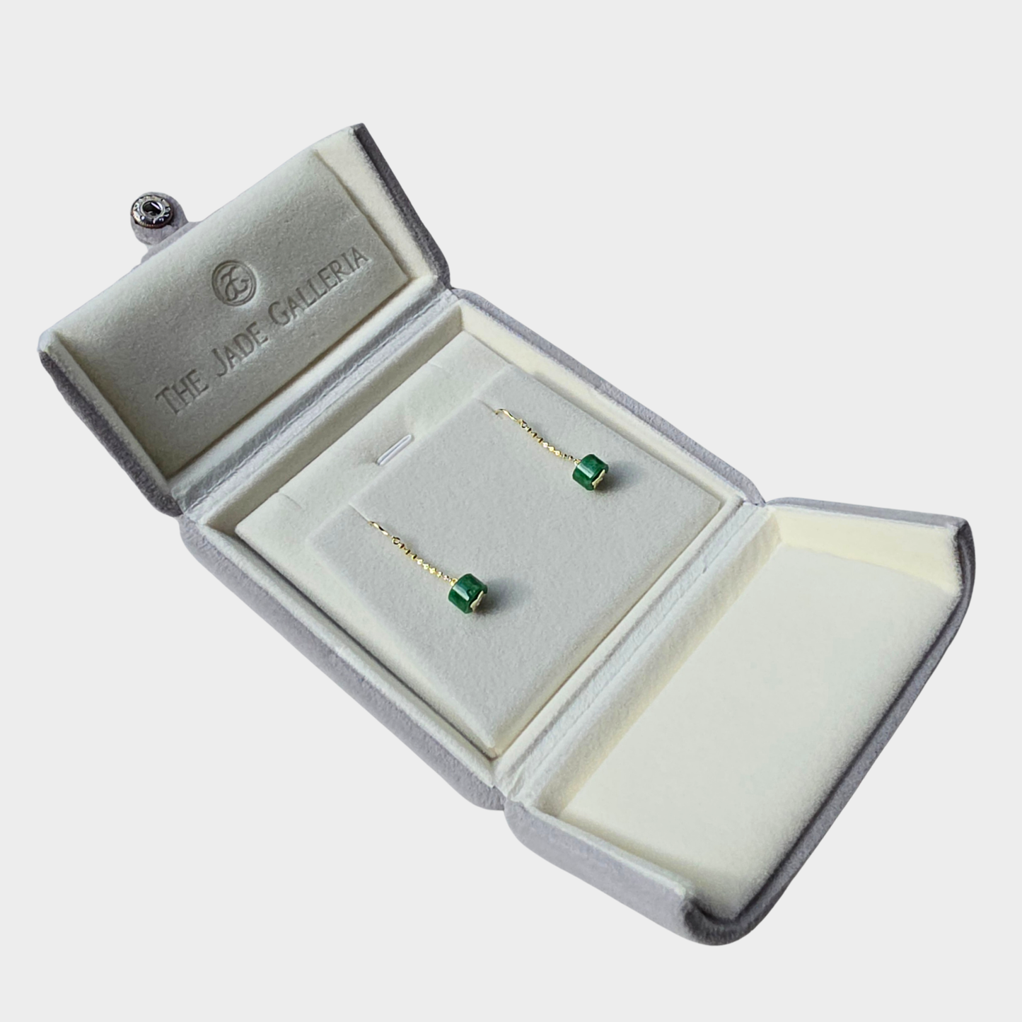 Flower Green Jadeite Jade Drop & Dangle Earrings in Yellow Gold