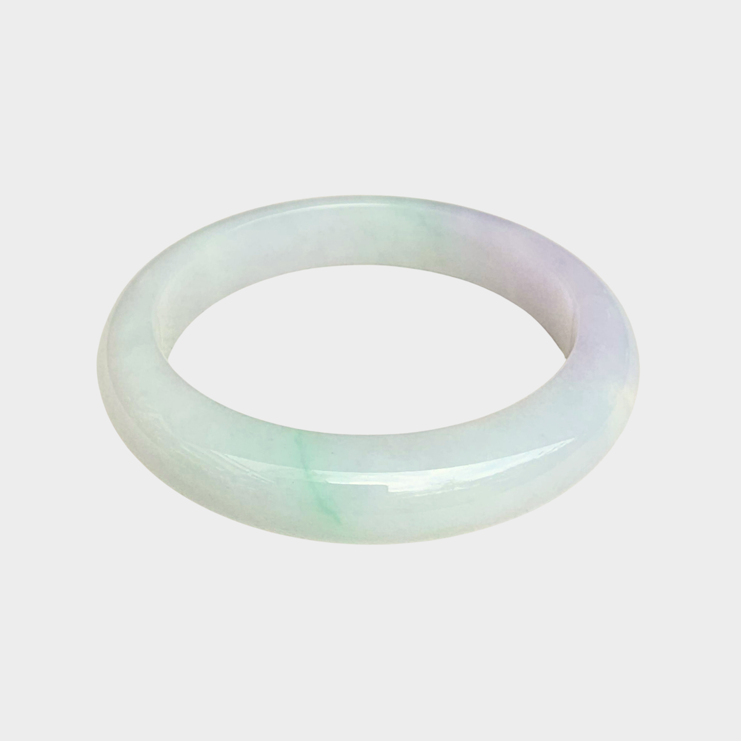 Light Lavender and Green Jadeite Jade Bangle - 58mm Half Round