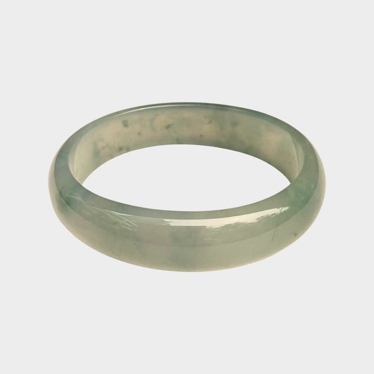Oily Green Jadeite Jade Bangle - 58mm Oval