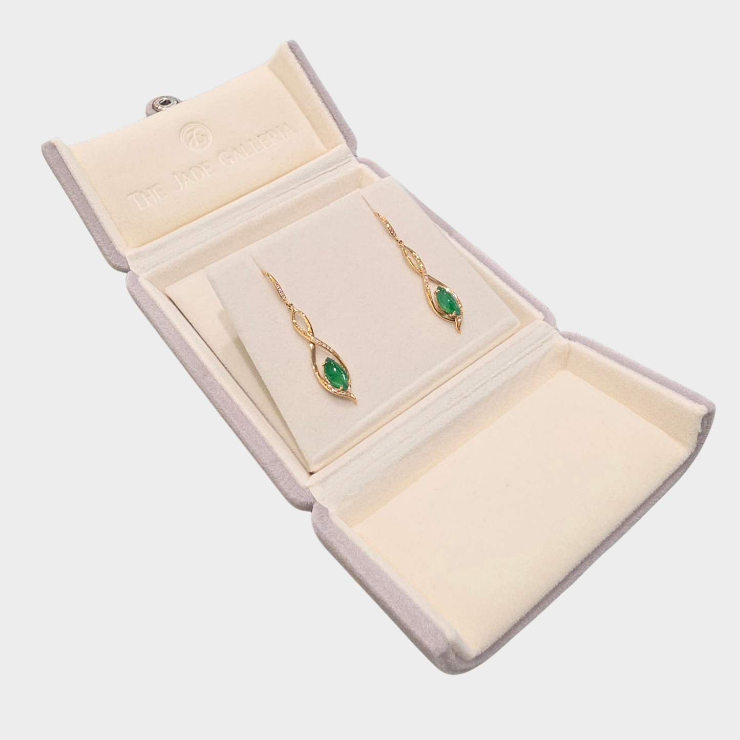 Apple Green Jadeite Jade Drop & Dangle Earrings in Yellow Gold with Diamonds