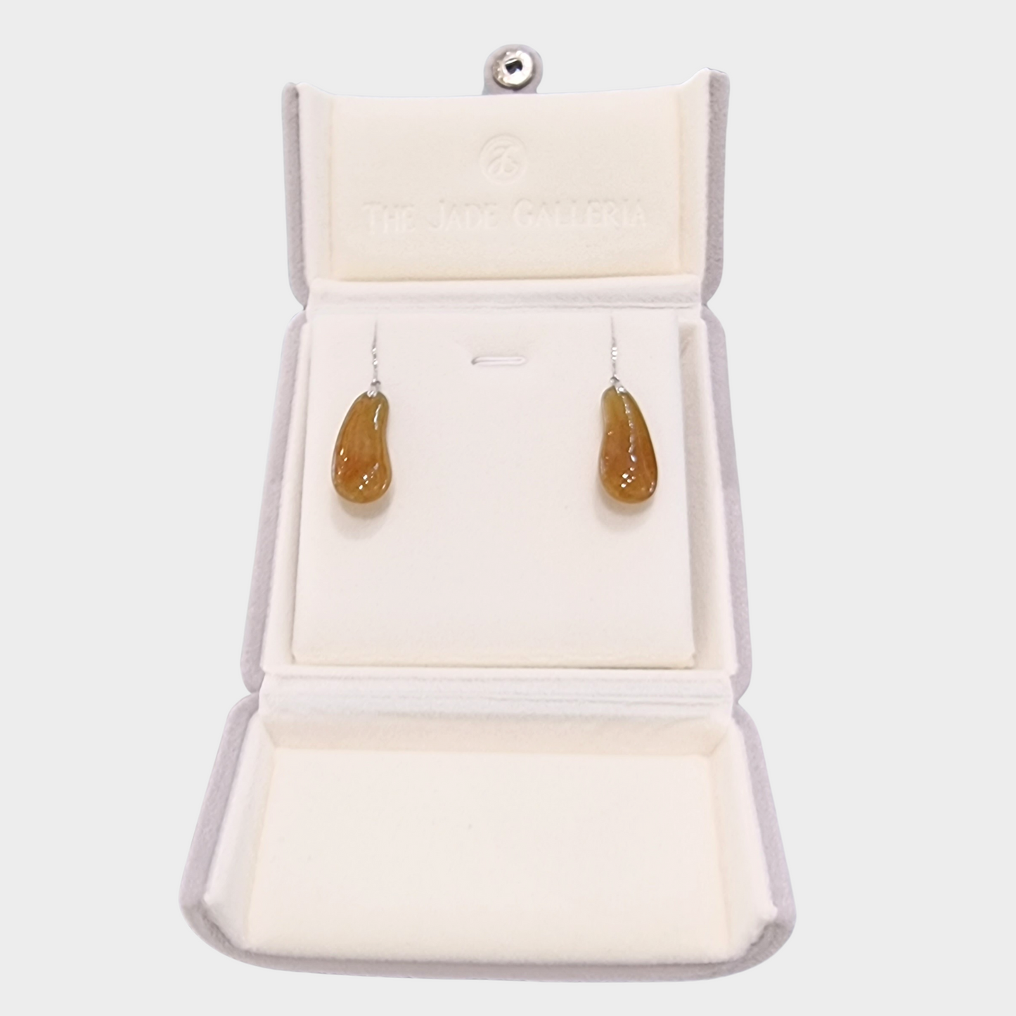Honey Yellow Jadeite Jade Drop & Dangle Earrings in White Gold