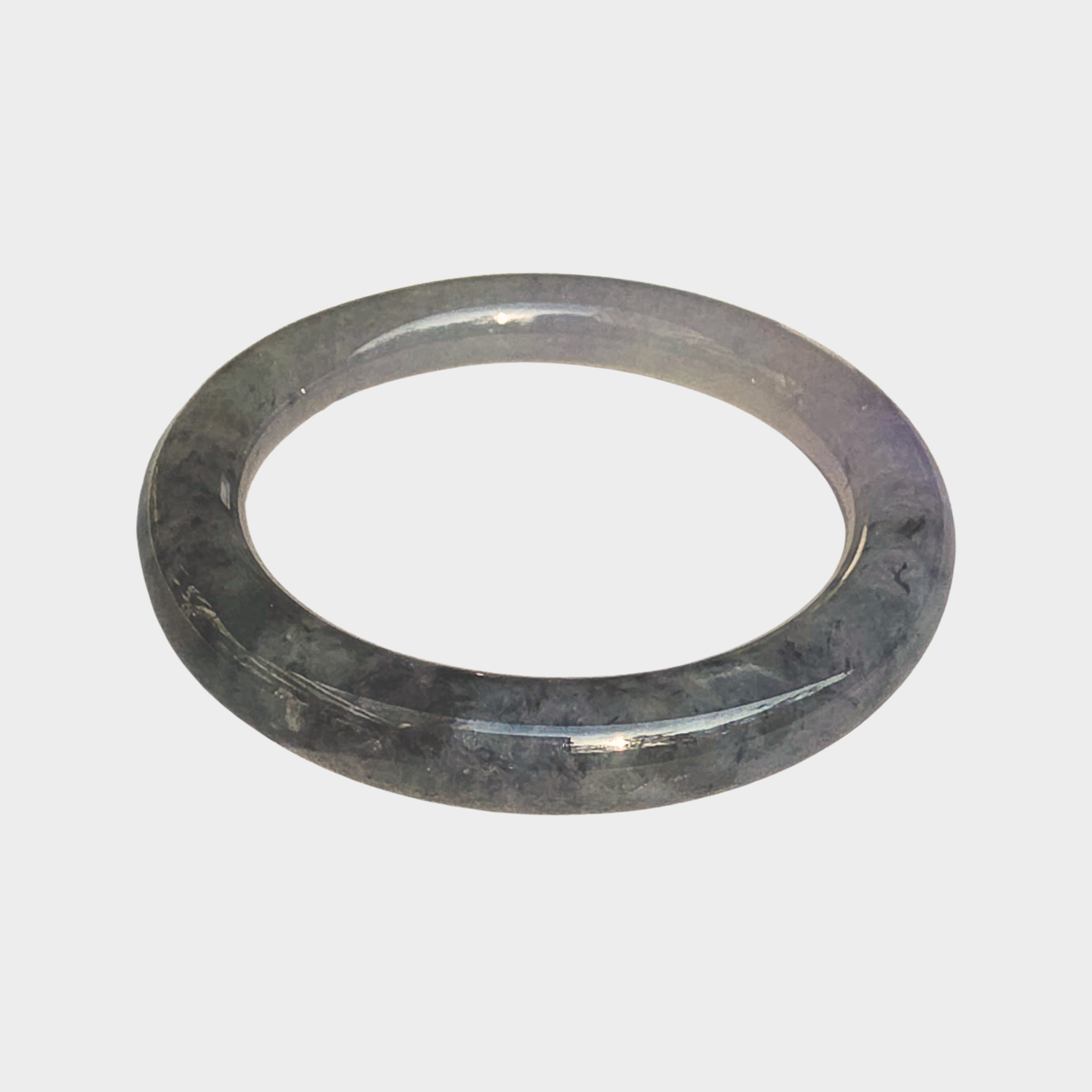 Black "Wuji" with Lavender Jadeite Jade Bangle - 56mm Round