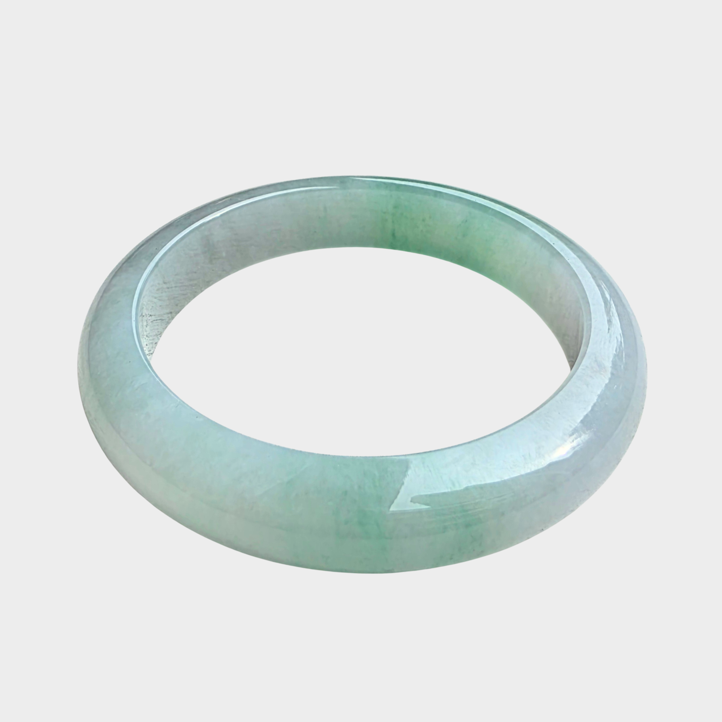 Green Jadeite Jade Bangle - 56mm Half Round