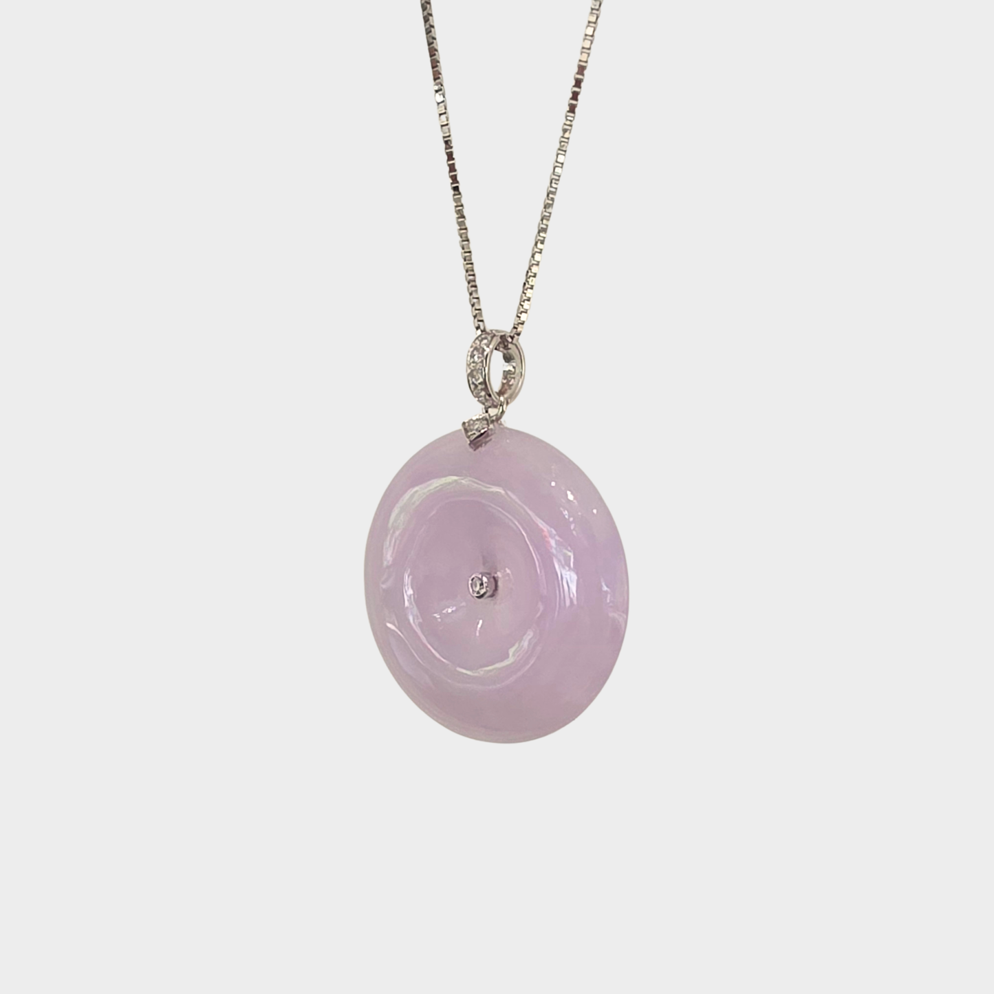 Lavender "Lucky Coin" Jadeite Jade Pendant in White Gold with Diamonds
