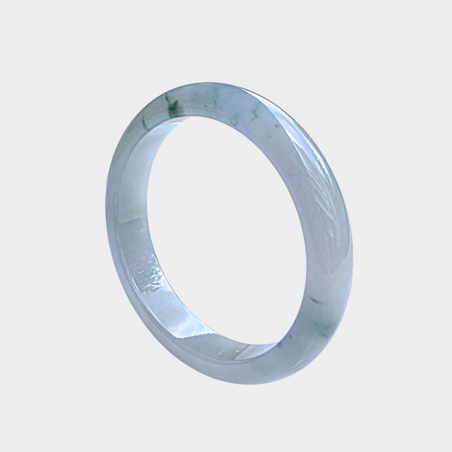 "Floating Flower" Jadeite Jade Bangle - 56mm Half Round
