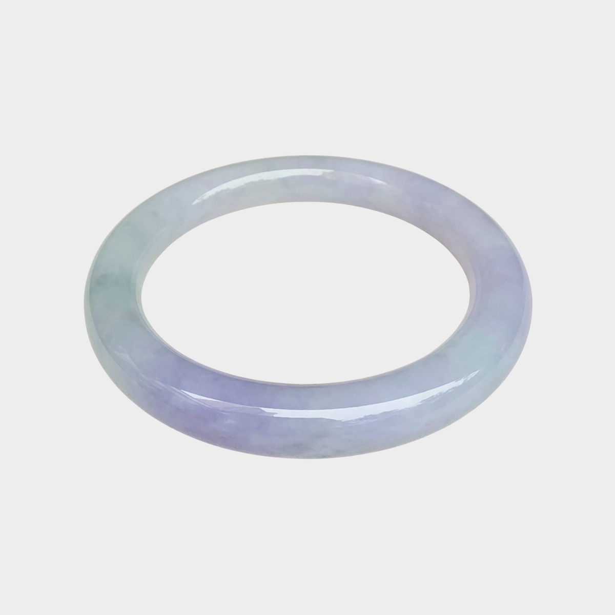 Lavender with Green Jadeite Jade Bangle - 55mm Round