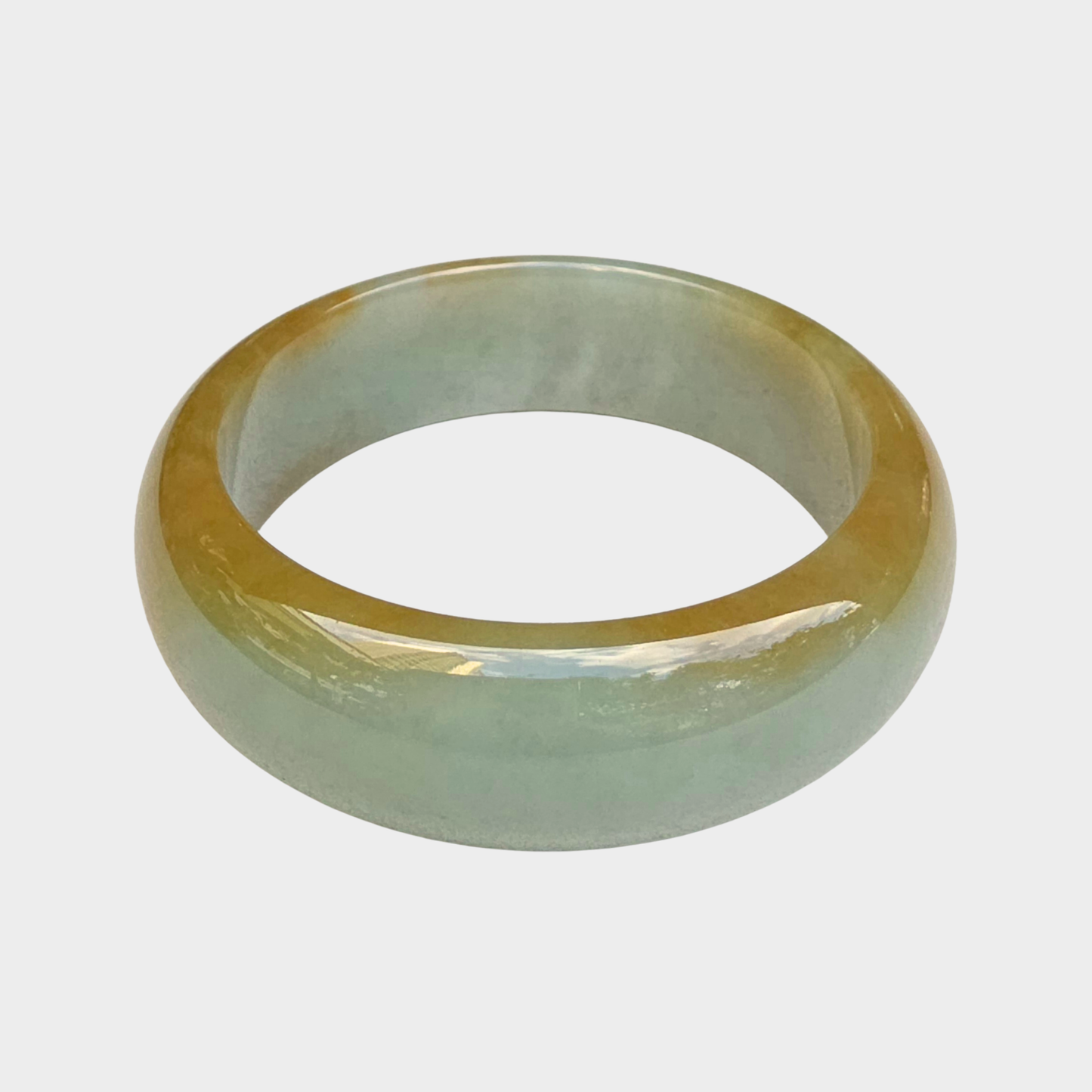 Yellow Jadeite Jade Bangle - 57mm Half Round