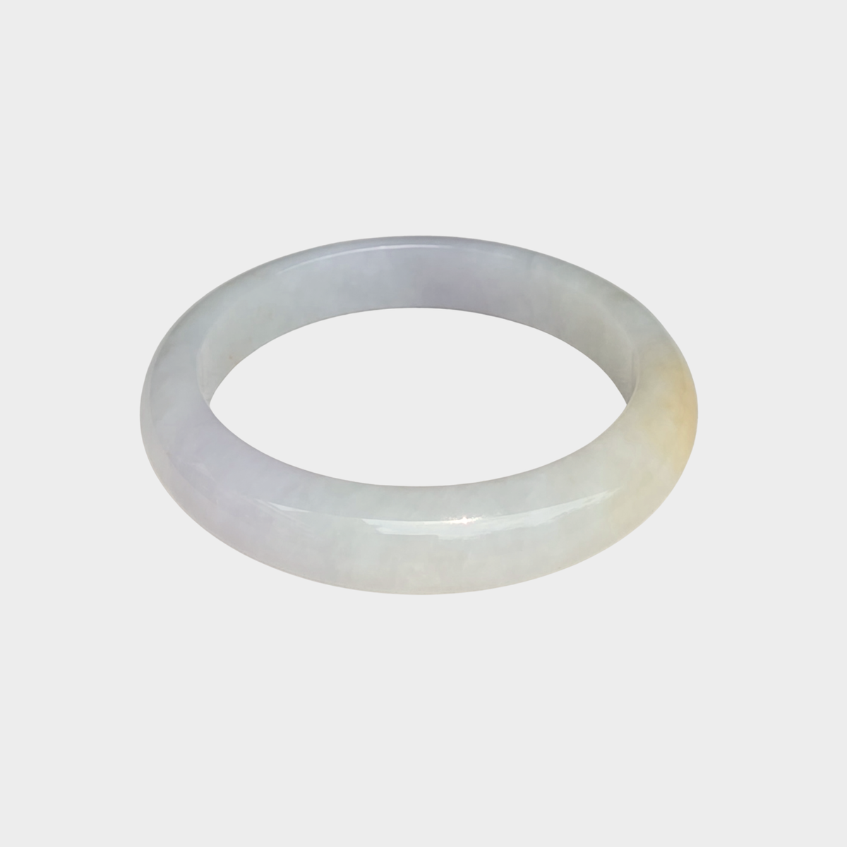 Lavender and Yellow Jadeite Jade Bangle - 56mm Half Round