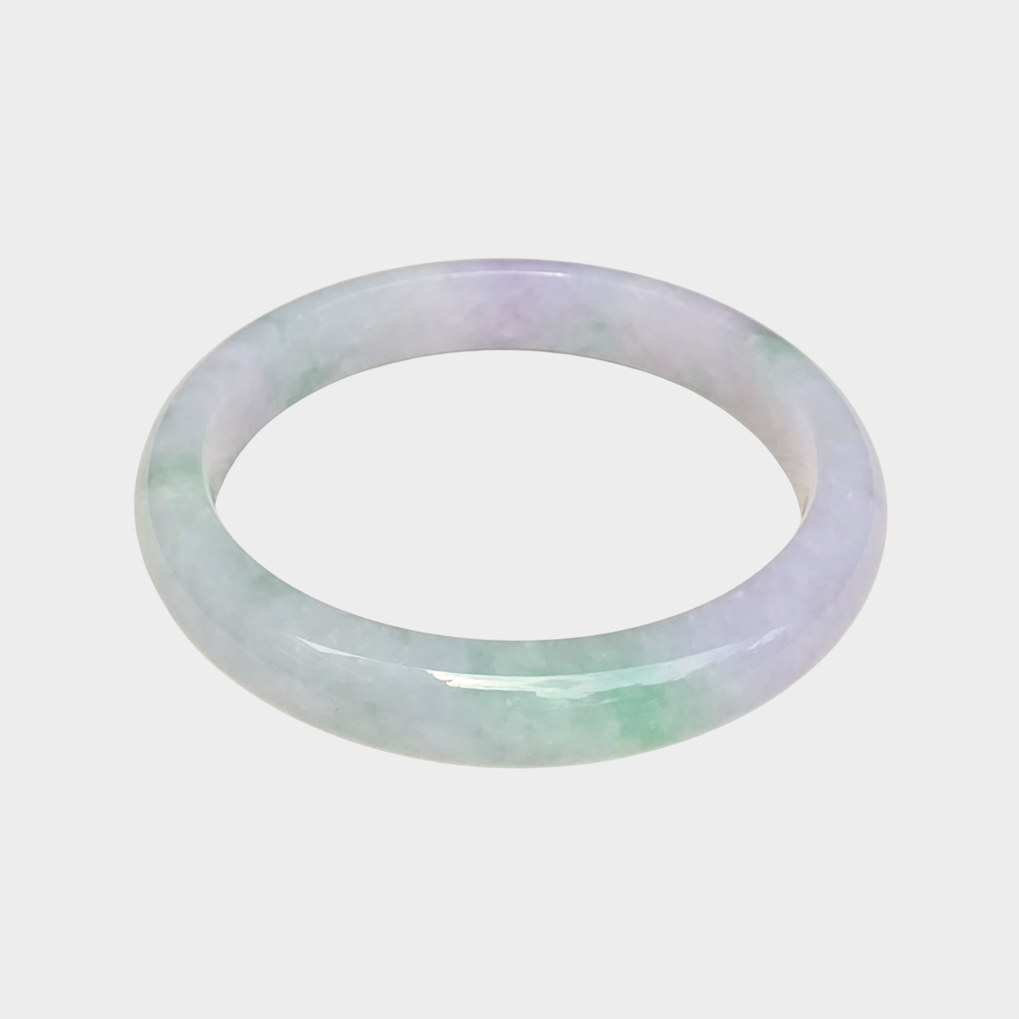 Lavender and Green Jadeite Jade Bangle - 57mm Flat