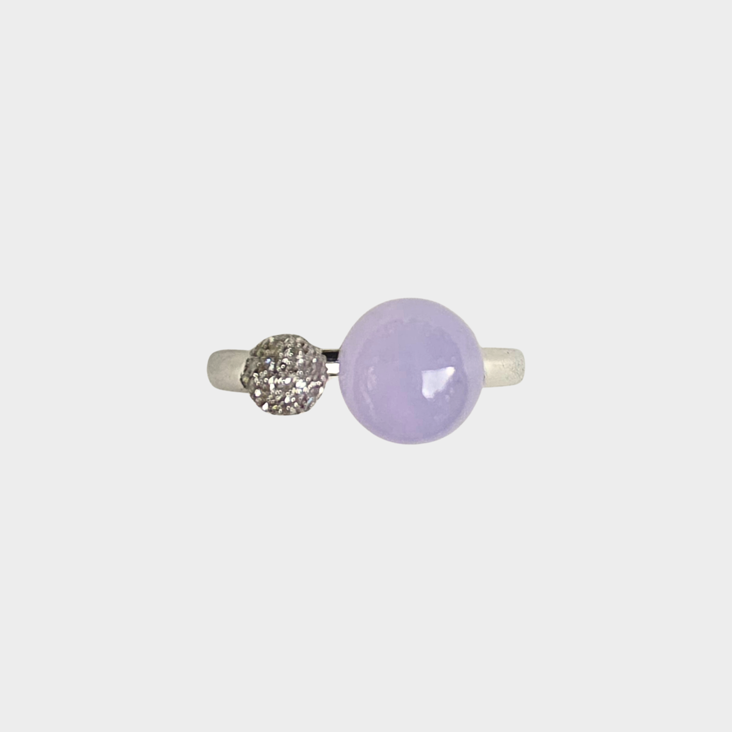 Icy Lavender Jadeite Jade Ring in White Gold with Diamonds